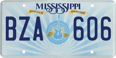 MS license plate BZA606