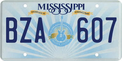 MS license plate BZA607