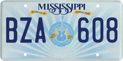MS license plate BZA608