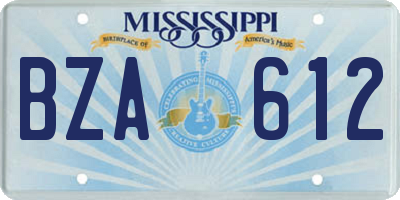 MS license plate BZA612