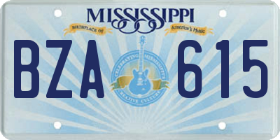 MS license plate BZA615