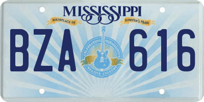 MS license plate BZA616