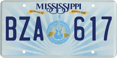 MS license plate BZA617