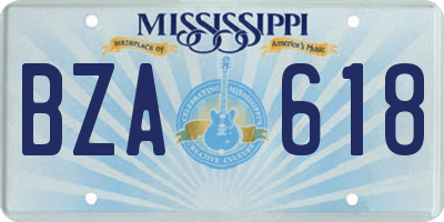 MS license plate BZA618