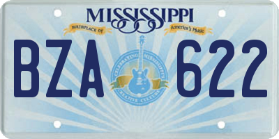 MS license plate BZA622