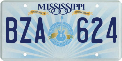MS license plate BZA624