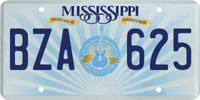MS license plate BZA625