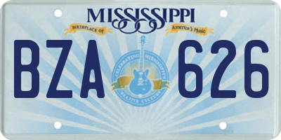 MS license plate BZA626