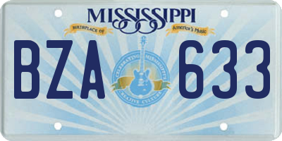 MS license plate BZA633