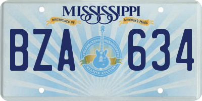 MS license plate BZA634