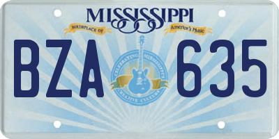 MS license plate BZA635