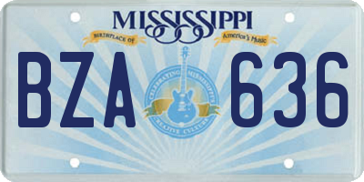 MS license plate BZA636