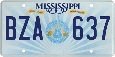 MS license plate BZA637