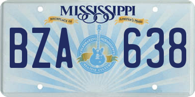 MS license plate BZA638