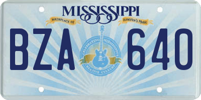 MS license plate BZA640