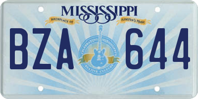 MS license plate BZA644
