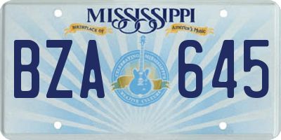 MS license plate BZA645