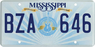MS license plate BZA646