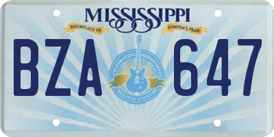MS license plate BZA647