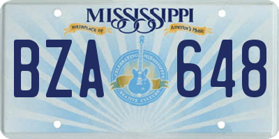 MS license plate BZA648