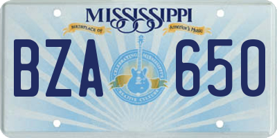 MS license plate BZA650