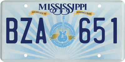 MS license plate BZA651