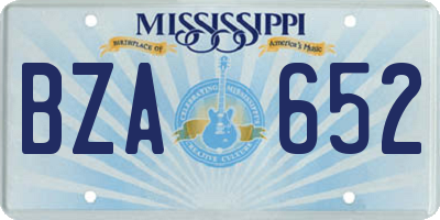 MS license plate BZA652
