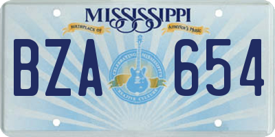 MS license plate BZA654