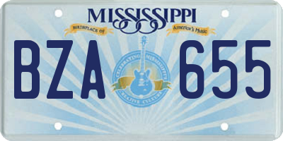 MS license plate BZA655