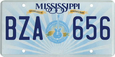 MS license plate BZA656
