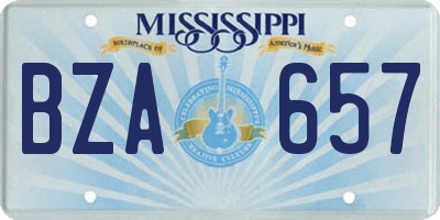 MS license plate BZA657