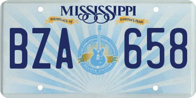MS license plate BZA658