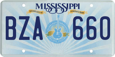 MS license plate BZA660