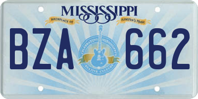 MS license plate BZA662