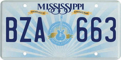 MS license plate BZA663