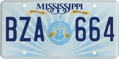 MS license plate BZA664
