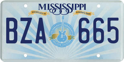 MS license plate BZA665