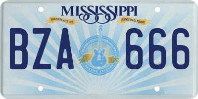 MS license plate BZA666