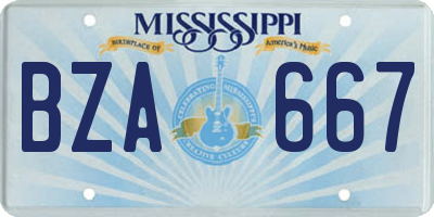 MS license plate BZA667