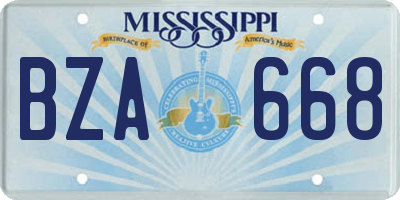 MS license plate BZA668
