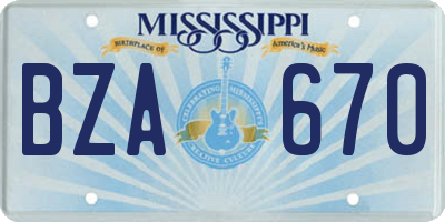 MS license plate BZA670