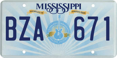MS license plate BZA671