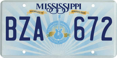 MS license plate BZA672