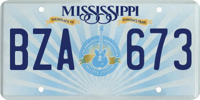 MS license plate BZA673