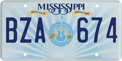 MS license plate BZA674