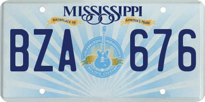 MS license plate BZA676