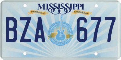 MS license plate BZA677
