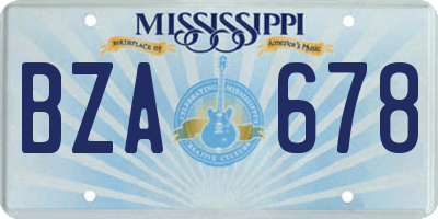 MS license plate BZA678