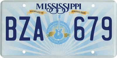 MS license plate BZA679
