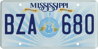 MS license plate BZA680